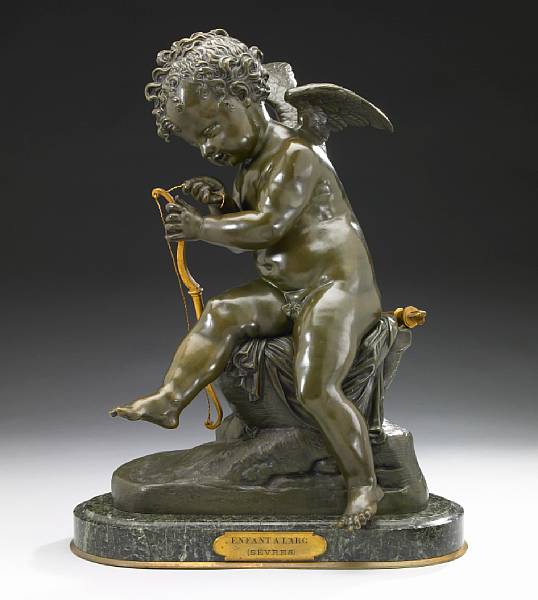 Appraisal: A French patinated bronze figure Enfant a l'arc late th