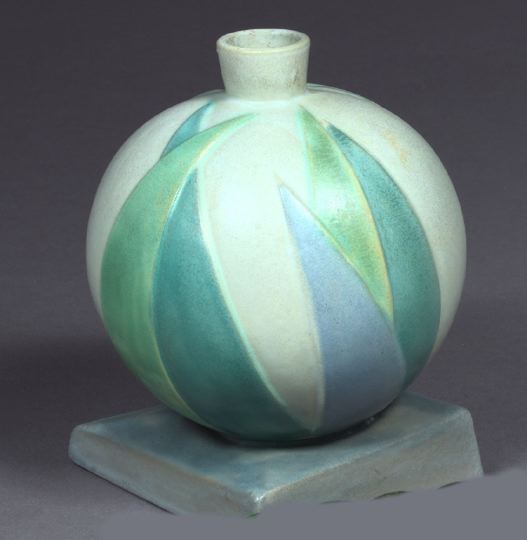 Appraisal: Fine Spherical Roseville Pottery Futura Vase in vellum-glazed pale green