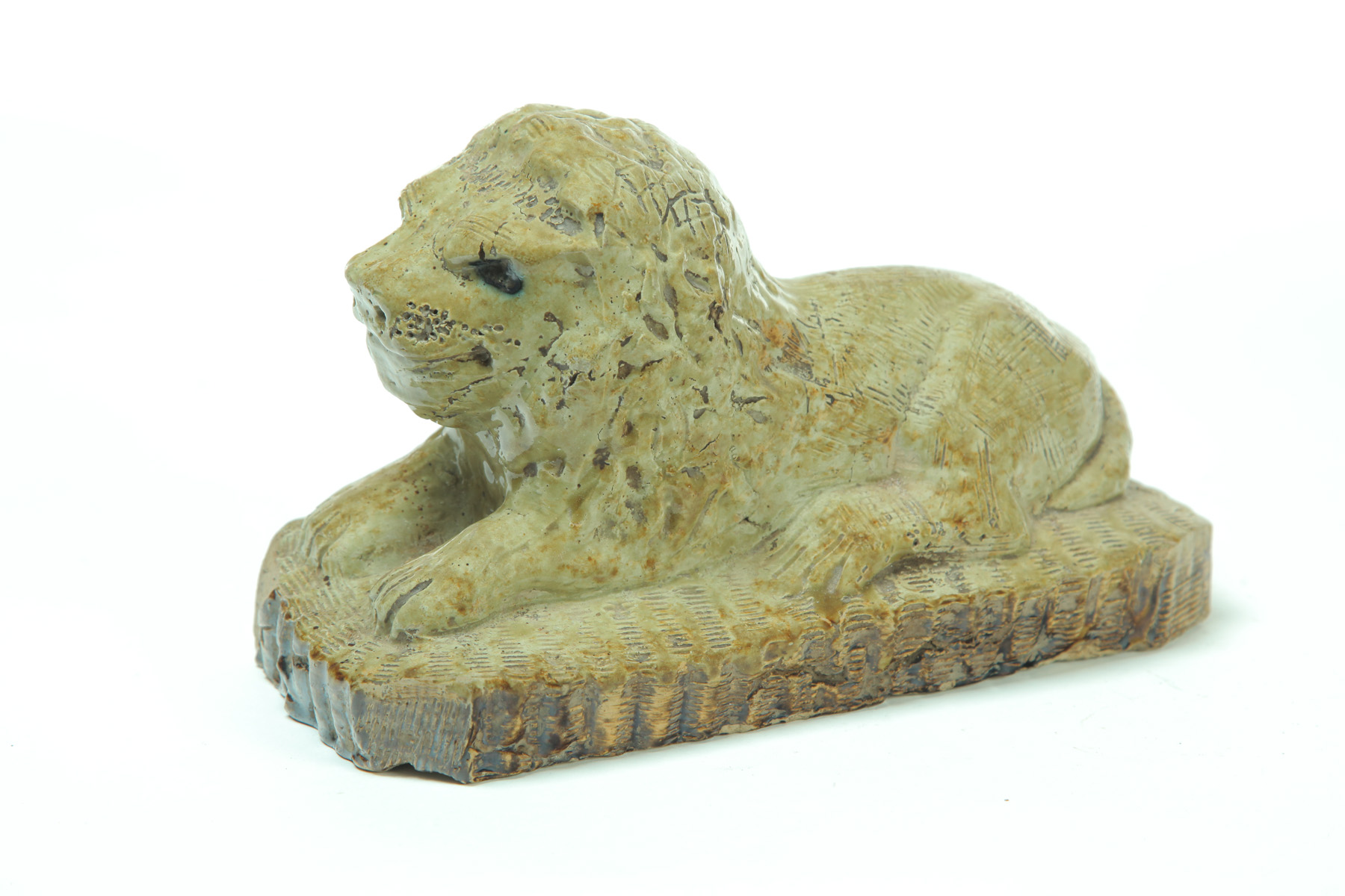 Appraisal: POTTERY LION American possibly Ohio nd half- th century white