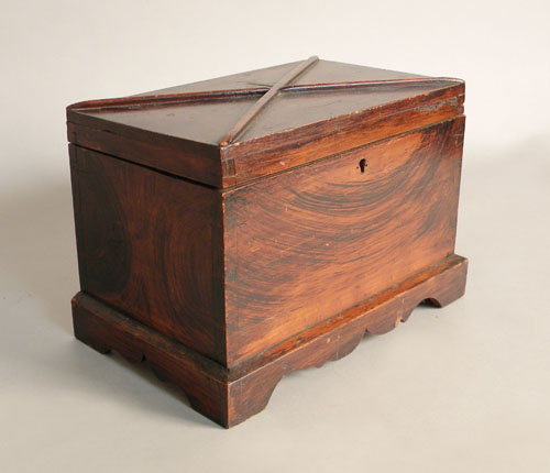 Appraisal: Dovetail storage box th c with scalloped bracket base with