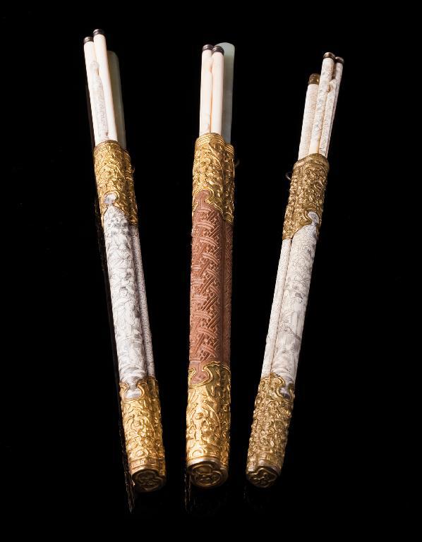 Appraisal: A SET OF CHINESE IVORY CHOPSTICKS finely engraved with a