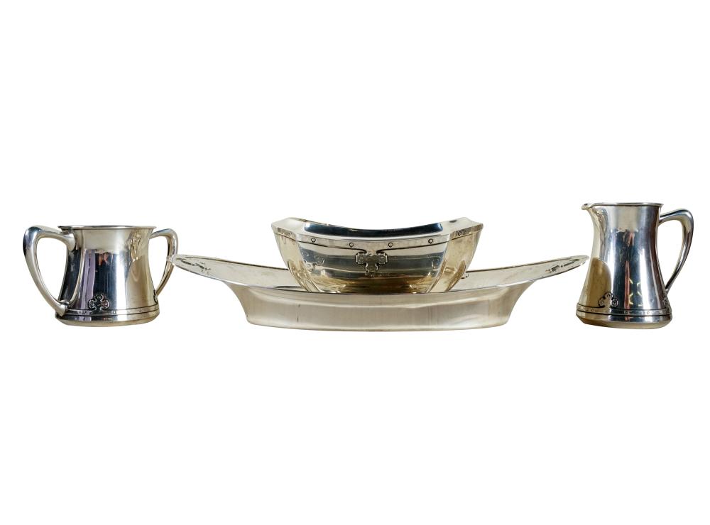 Appraisal: FOUR WALLACE CARMEL STERLING TABLE PIECEScomprising waste bowl inches wide