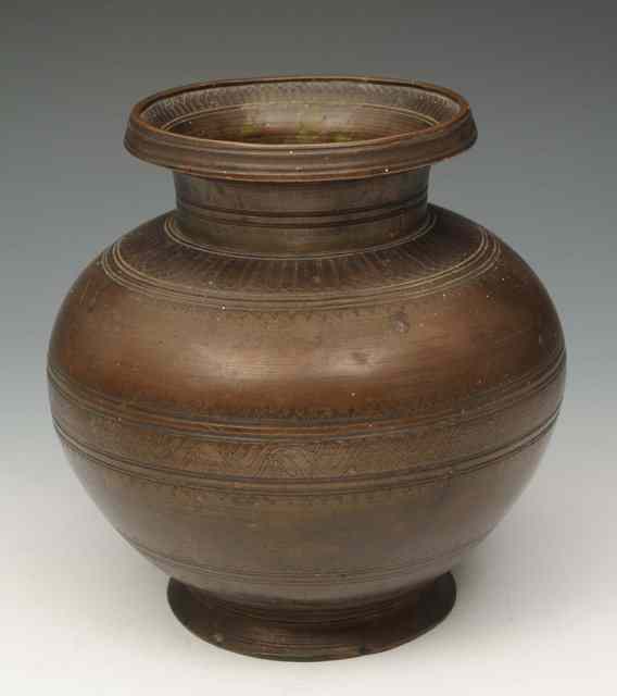 Appraisal: A SOUTH EAST ASIAN BRONZE SMALL VASE with simple engraved