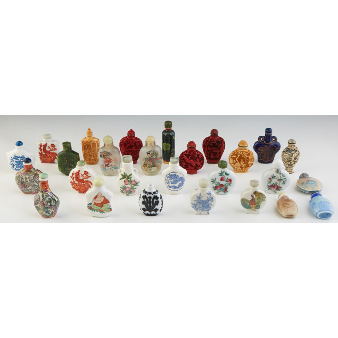 Appraisal: Group of Twenty Seven Snuff Bottles th c consisting of