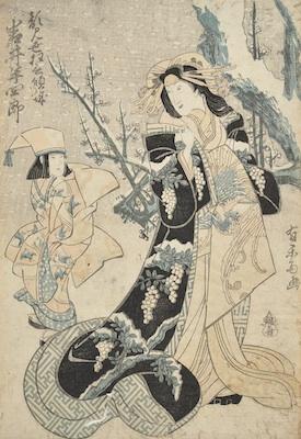 Appraisal: An Early Japanese Woodblock Print Bijin Woodblock print in colors