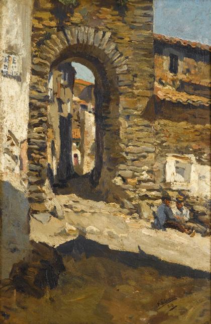 Appraisal: FRANCISCO GIMENO ARASA spanish - FIGURES BY A SUNLIT ARCHWAY