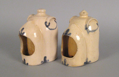 Appraisal: Two Philadelphia stoneware feeders late th c one impressed Thos