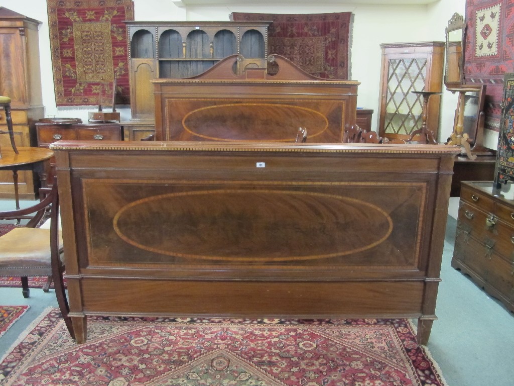 Appraisal: Edwardian mahogany inlaid double bed