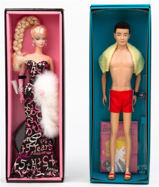 Appraisal: Sale Lot Two th Anniversary Barbie and Ken Dolls model