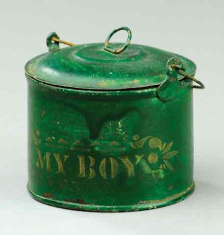 Appraisal: 'MY BOY'' TIN PAIL Early pail with lid and handle