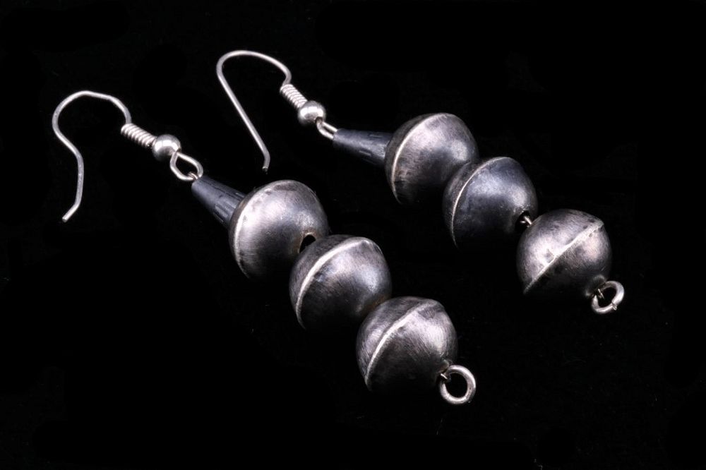 Appraisal: Navajo Gerald Mitchell Sterling Pearl Earring Set The lot features