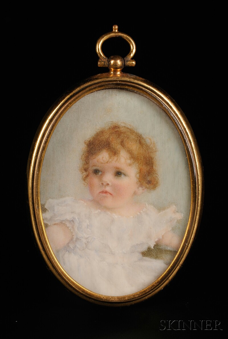 Appraisal: Portrait Miniature of a Child Wearing a White Dress American