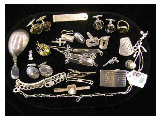 Appraisal: Lot of sterling accessories including four cuff links two buckles