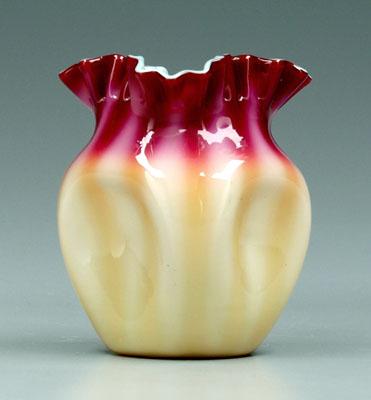 Appraisal: Plated amberina vase four concave sides crimped rim New England