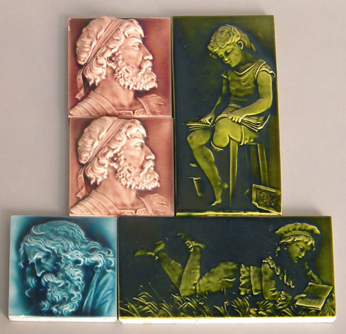 Appraisal: Five art potter portrait tiles one marked Trent three are