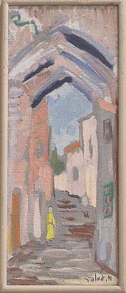 Appraisal: ARTIST UNKNOWN SIGNED ILLEGIBLY LOWER LEFT ISRAEL STREET SCENE OIL