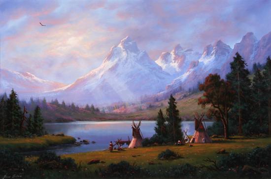 Appraisal: HEINIE HARTWIG American b GRAND TETON SUNSET BY JACKSON LAKE