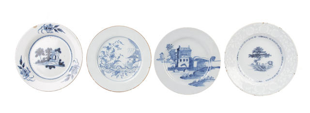 Appraisal: Four English Delftware small plates circa - Comprising a Bristol