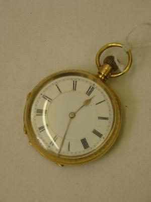 Appraisal: AN CT GOLD FOB WATCH by Waltham having white enamel