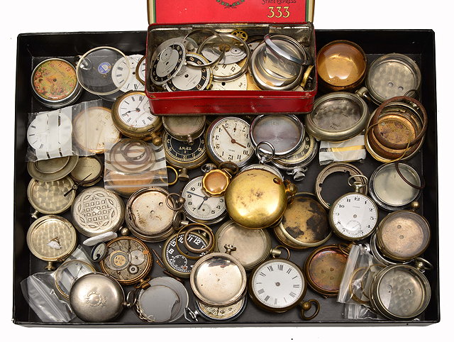 Appraisal: A LARGE QUANTITY OF POCKET WATCH MOVEMENTS AND DIALS CASES