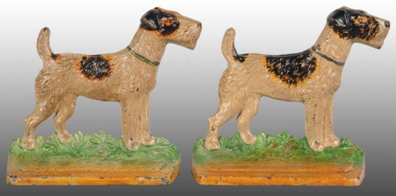 Appraisal: Wirehaired Terrier Dog Cast Iron Bookends Description Made by Hubley