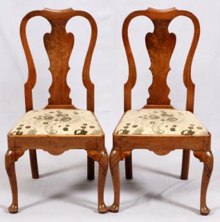 Appraisal: QUEEN ANNE WALNUT SIDE CHAIRS PAIR QUEEN ANNE WALNUT SIDE