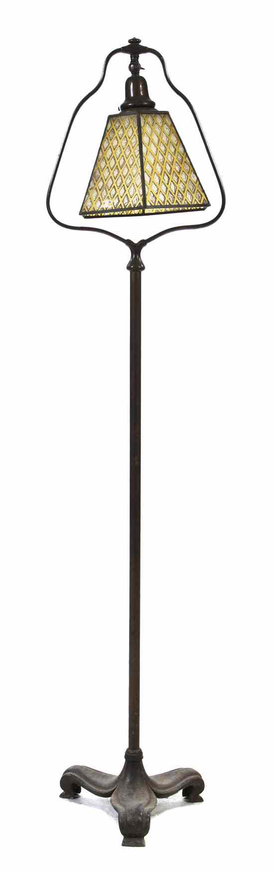 Appraisal: A Handel Cast Metal Harp Floor Lamp having a cylindrical