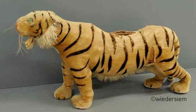 Appraisal: Life size Steiff display tiger with green glass eyes ad