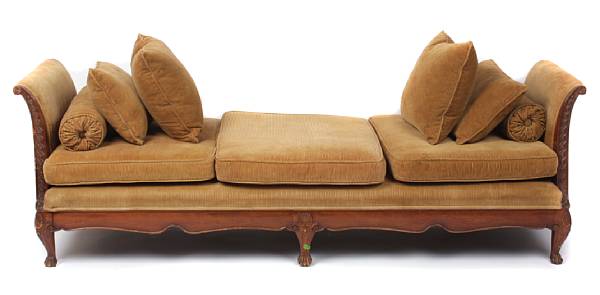 Appraisal: A George III style carved walnut daybed height in length