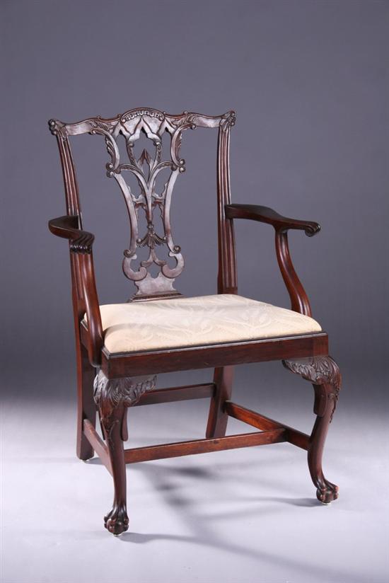 Appraisal: AMERICAN CENTENNIAL MAHOGANY OPEN ARMCHAIR Late th early th century