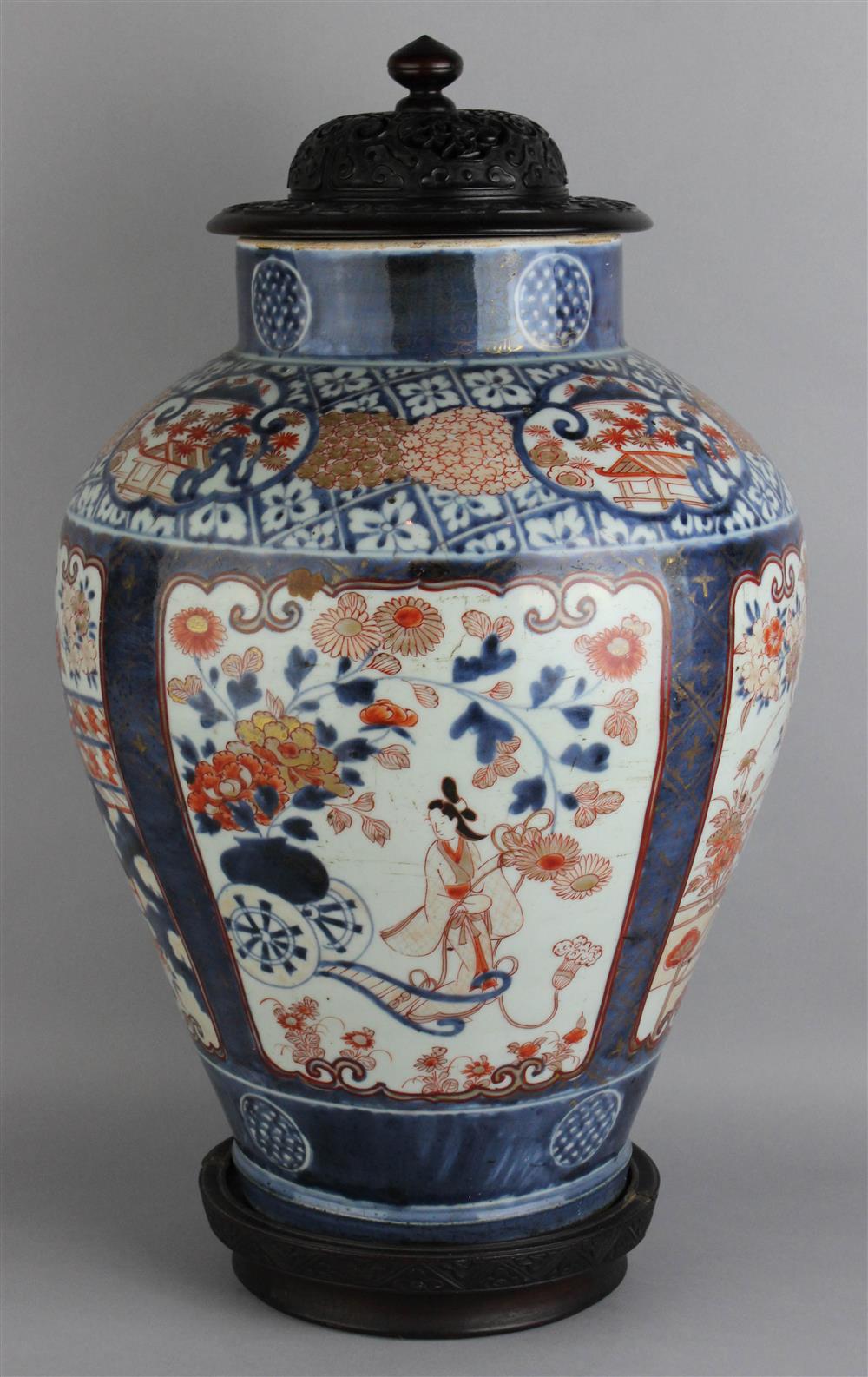 Appraisal: JAPANESE UNDERGLAZE BLUE AND IRON RED IMARI VASE EDO PERIOD