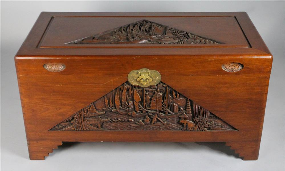 Appraisal: CHINESE EXPORT CAMPHOR WOOD TRUNK CA with paper George Zee