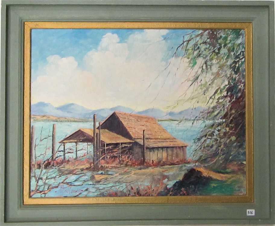 Appraisal: WILLIAM H WATSON OIL ON BOARD Oregon th century Boat