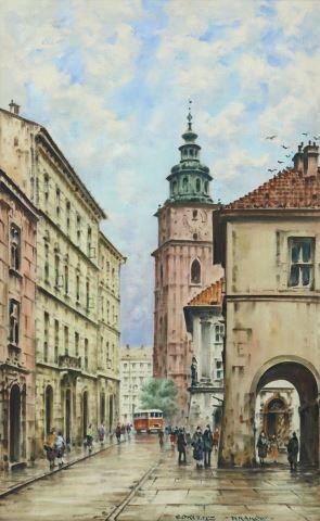 Appraisal: Framed oil on canvas painting Krakow signed lower right S