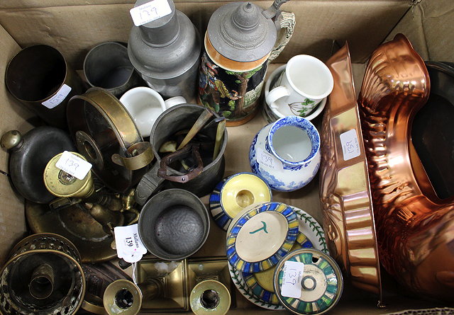 Appraisal: A GROUP OF VARIOUS METALWARE and other items to include