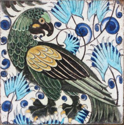 Appraisal: A William De Morgan Persian tile painted with a parrot