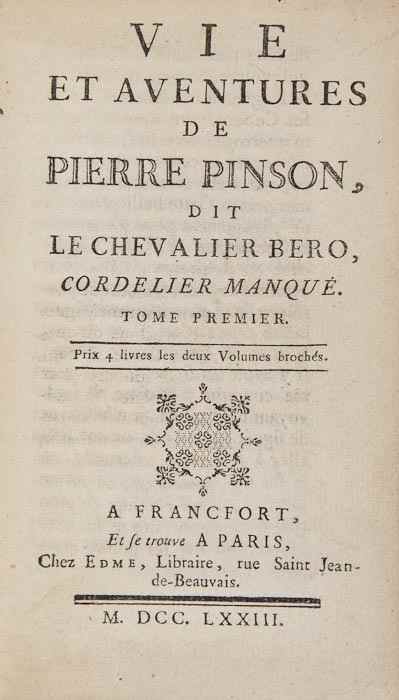 Appraisal: Pinson Pierre pseudonym Vie et Aventures de Pierre Pinson dit