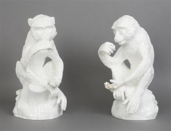 Appraisal: A Pair of Meissen Blanc de Chine Figures of Monkeys