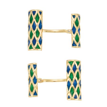 Appraisal: Pair of Gold and Blue and Green Enamel Cufflinks David