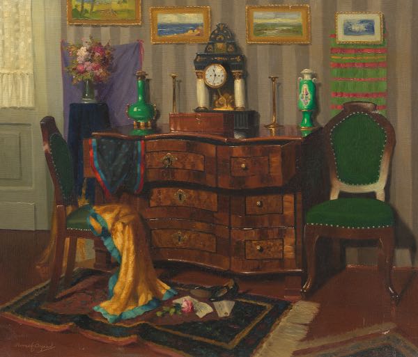 Appraisal: ARPAD ROMEK HUNGARIAN - x Interior scene Oil on canvas