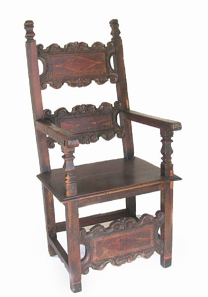 Appraisal: An Italian Baroque inlaid armchair height ft in width in