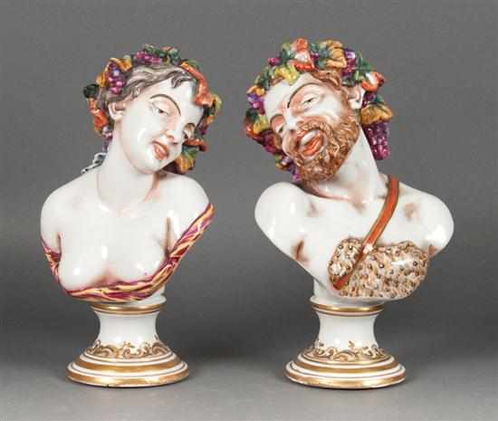 Appraisal: Pair of Capodimonte porcelain busts of a faun and maenad