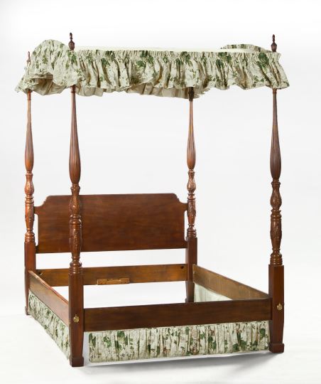 Appraisal: George III-Style Mahogany Tester Bed the pleated and arched upholstered