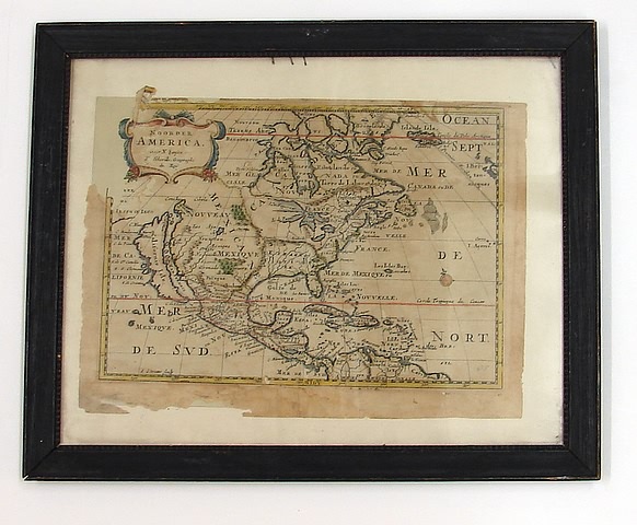 Appraisal: Hand-colored map titled Noorder America by Door N Sanson d'