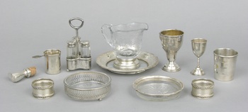 Appraisal: A Lot of Mixed Sterling Silver and Glass Tabletop Items