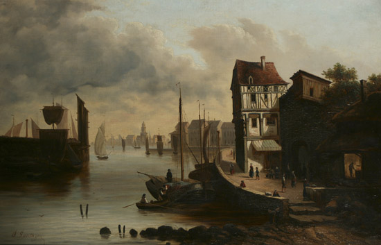 Appraisal: F Gunthzer German th Century Scene Along the River Spree