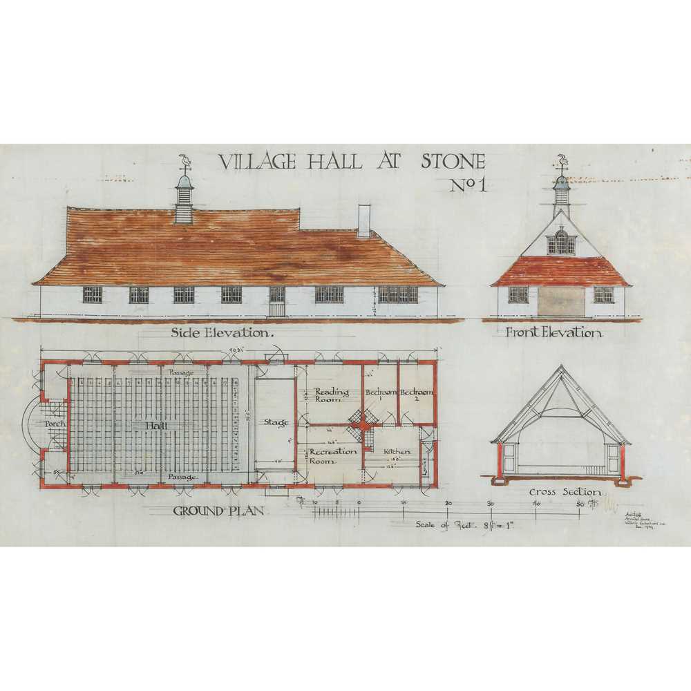 Appraisal: SIR CLOUGH WILLIAMS-ELLIS BRITISH - PLAN AND ELEVATION FOR VILLAGE