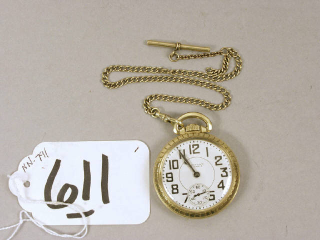 Appraisal: Waltham jewel size ever set railroad pocket watch with chain