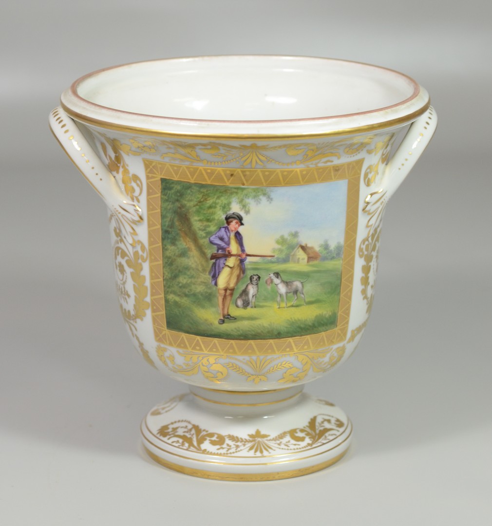 Appraisal: Old Paris porcelain cachepot decorated on one side with a