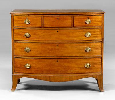 Appraisal: Hepplewhite mahogany bow-front chest six dovetailed drawers with ash linings